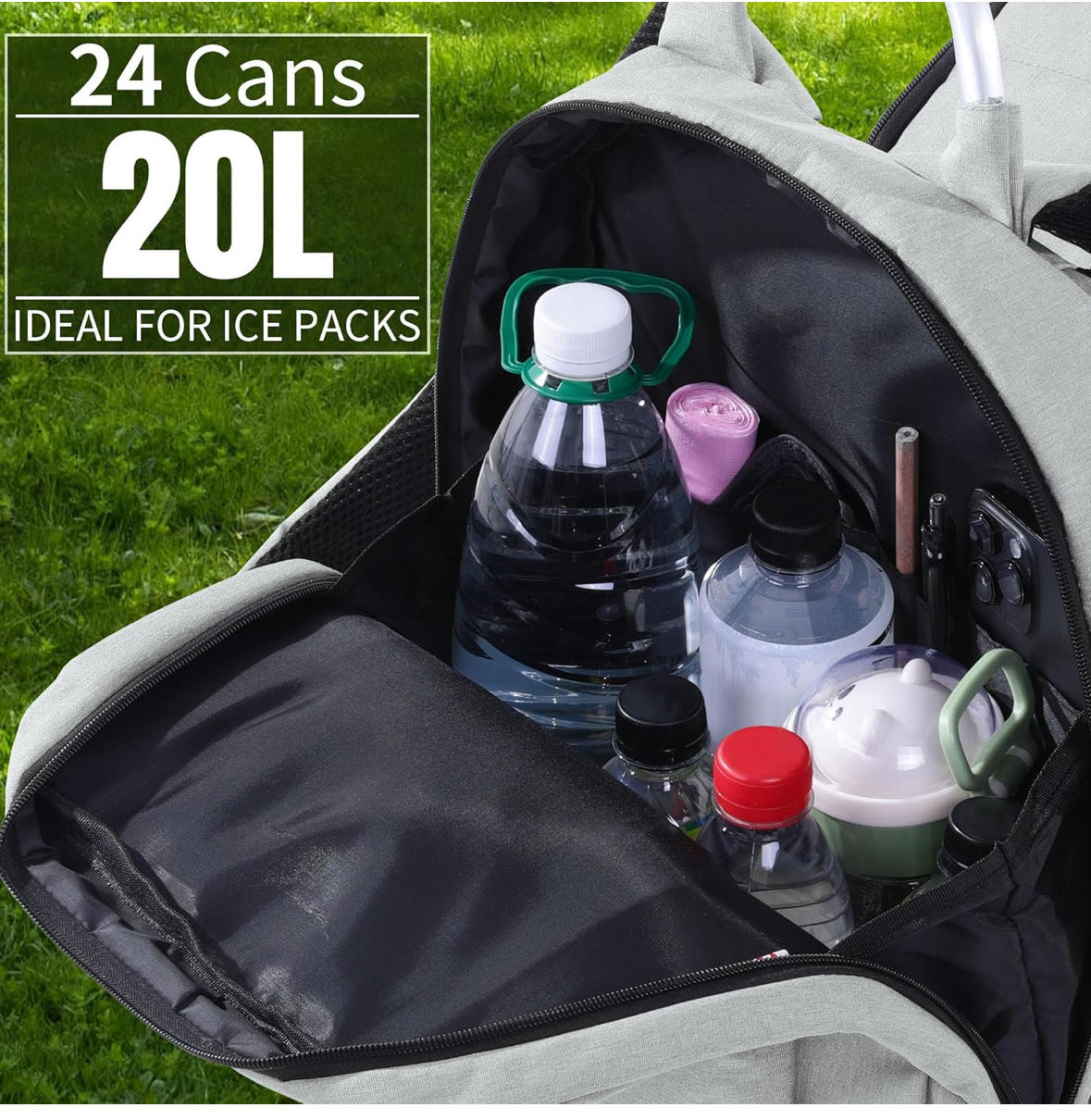 Outdoor - Backpack with Cooler and Portable Folding Chair
