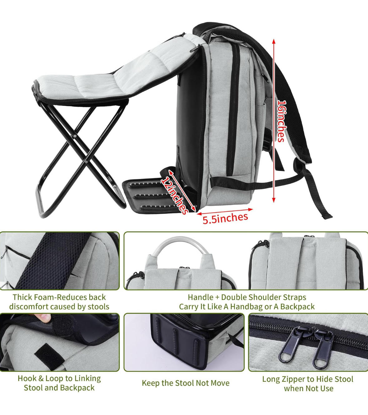 Outdoor - Backpack with Cooler and Portable Folding Chair