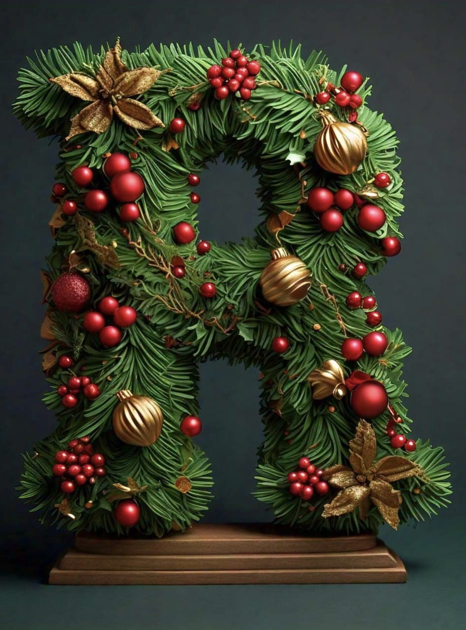 Holiday - Decorative Letter (Douglas Fir and Ornaments)