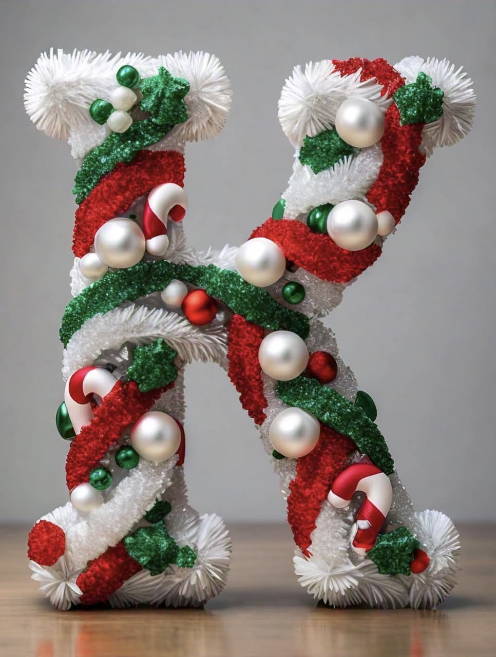 Holiday - Decorative Letter (Merry Christmas Red, Green and White Tinsel)